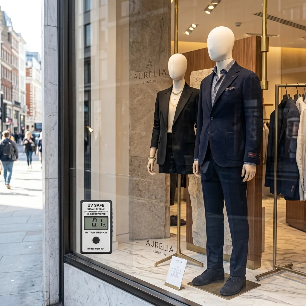 Vitrine de boutique lumineuse, illustration des besoins de protection des commerces